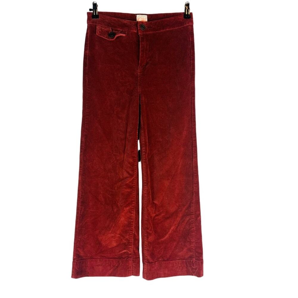 GB Gianni‎ Bini Juniors Sz 7 Corduroy Cropped Wide Leg Rust Red Brown